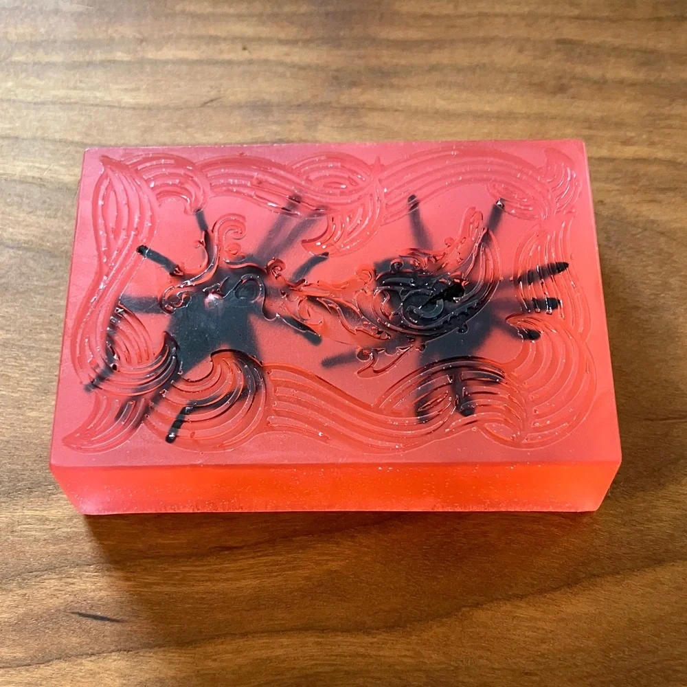 Handmade Soap. Apple w/ Toy Bugs.